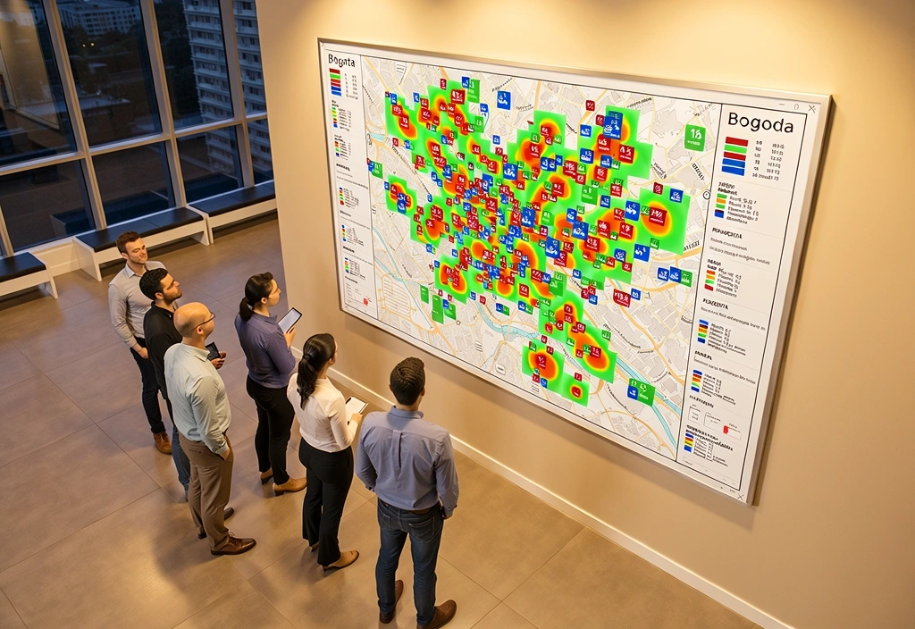 Analistas revisando métricas territoriales